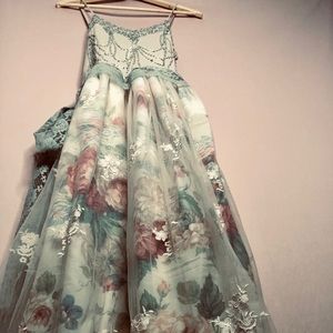 Formal HandMade Boho Gypsy Dress Lace over Floral